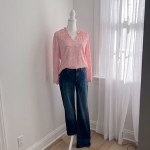 Pink and White Smocked Blouse